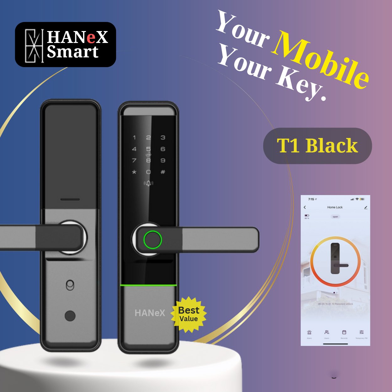 Smart Door Lock HANex T1 (Black)